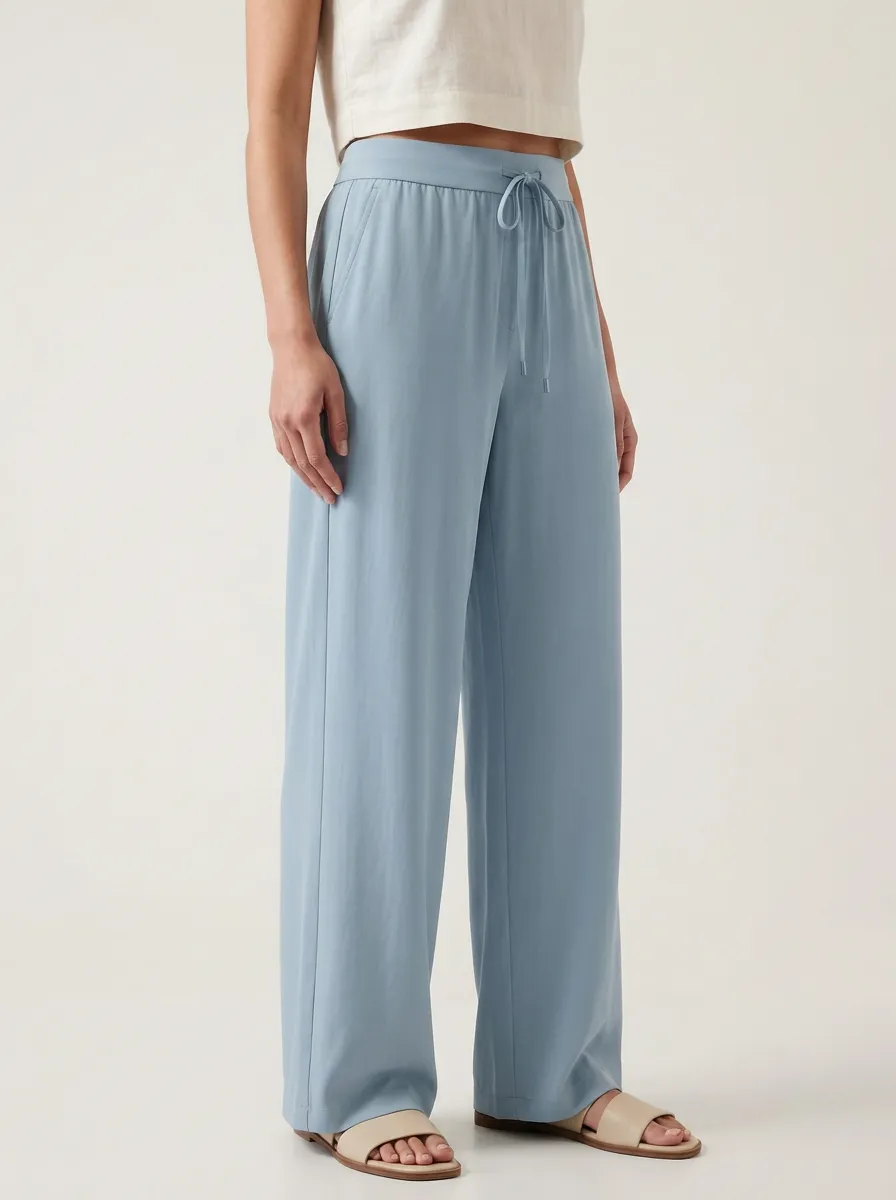 Women's Ice Silk Wide-Leg Drawstring Casual Pants