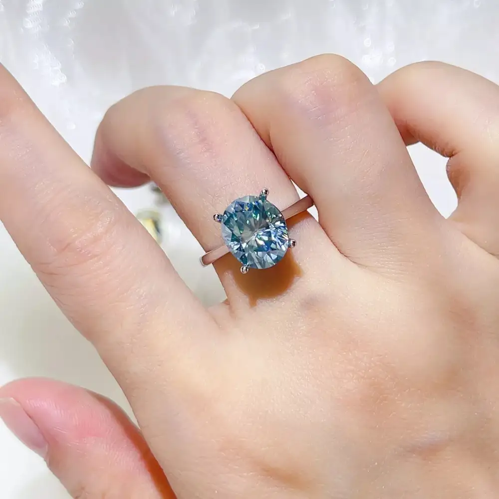 Clean Line Sterling Silver Moissanite Ring