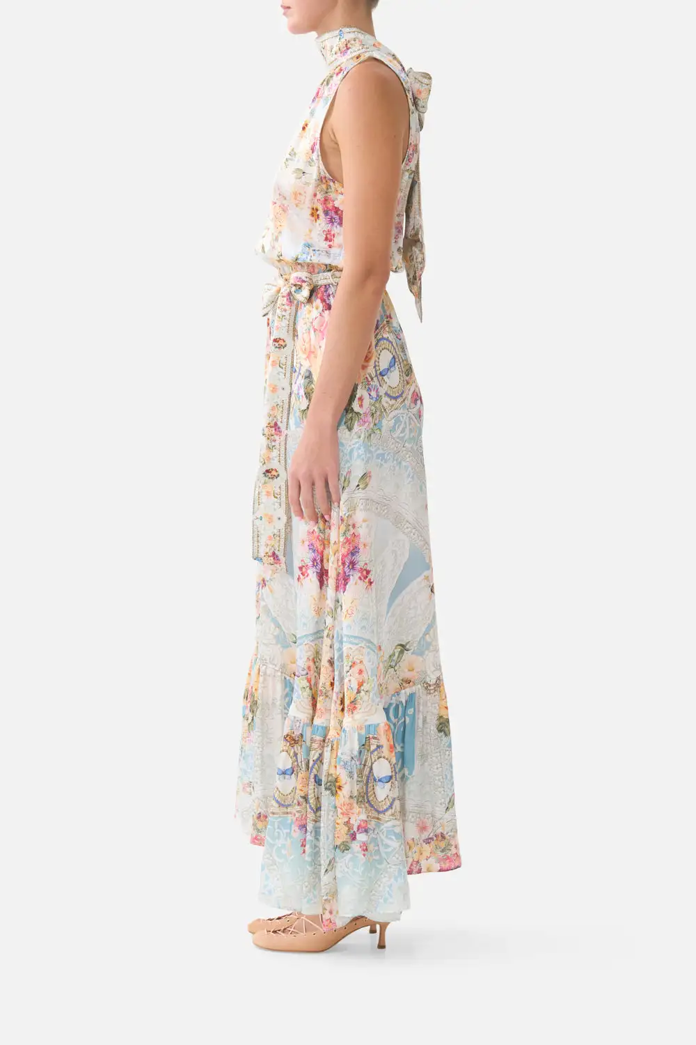 Tie Neck Dress with Elasticated Waist