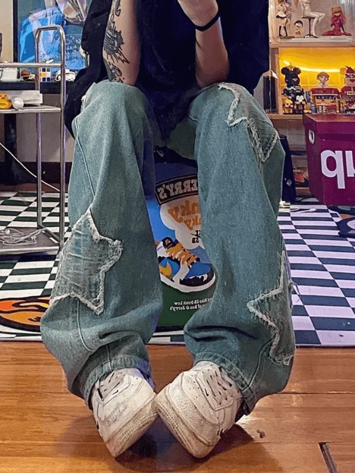 Wash Star Patched Boyfriend Jeans