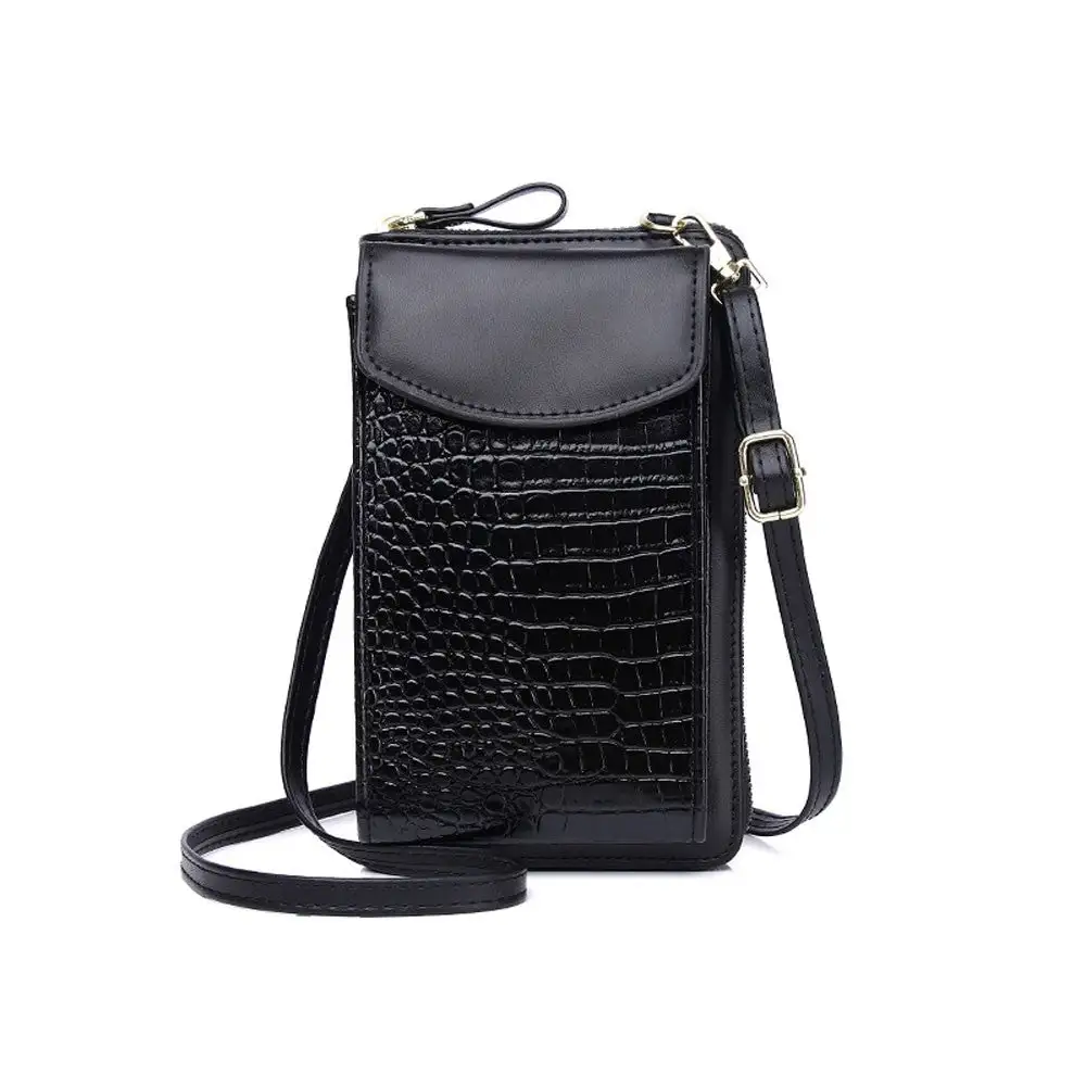Pu Leather Solid Alligator Grain Mini Purse Cell Phone