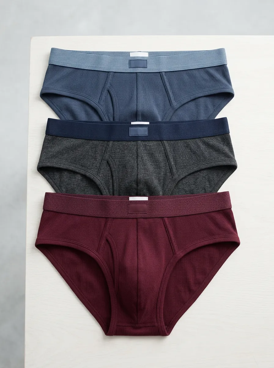 Ribbed Elastic Waist Briefs