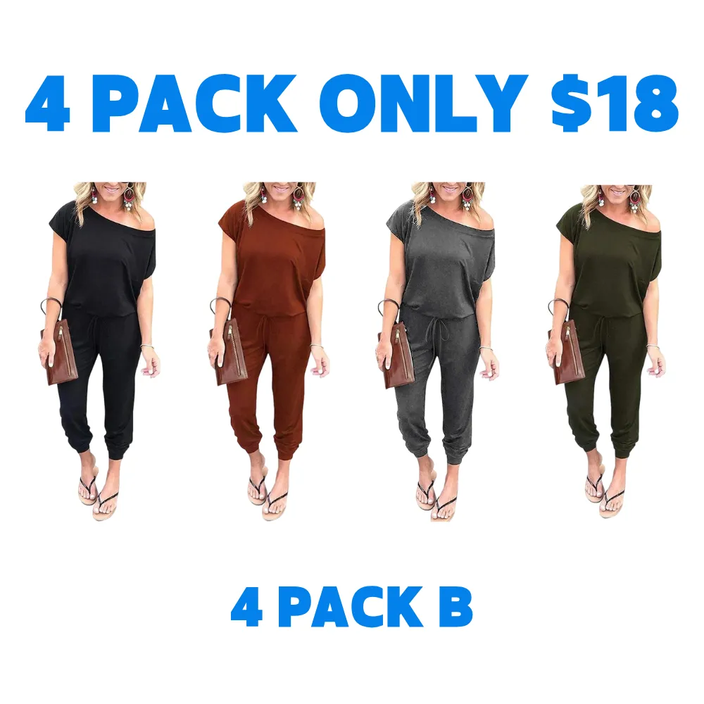Women's Jumpsuit Off-Shoulder Elastic Waist Stretchy