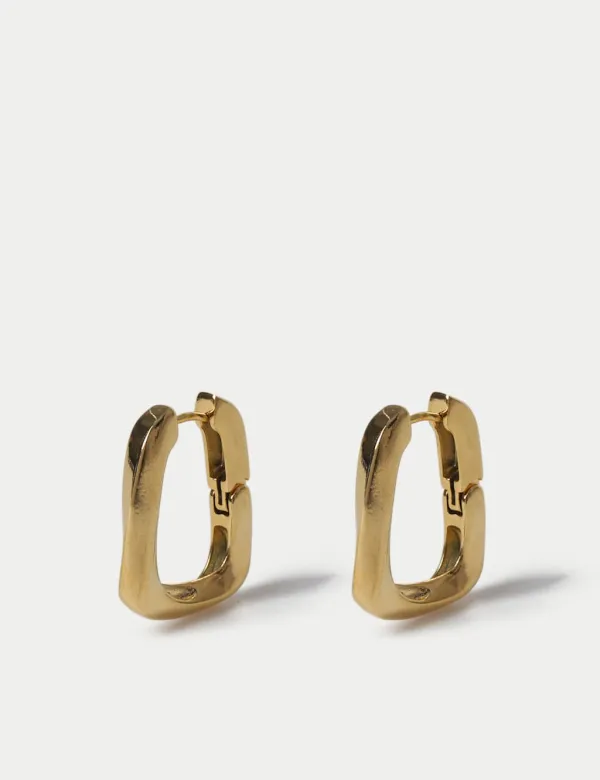 Gold Square Huggie Earrings