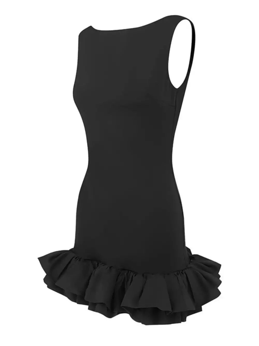 Balanced Detail Ruffle Sleeveless Mini Dress
