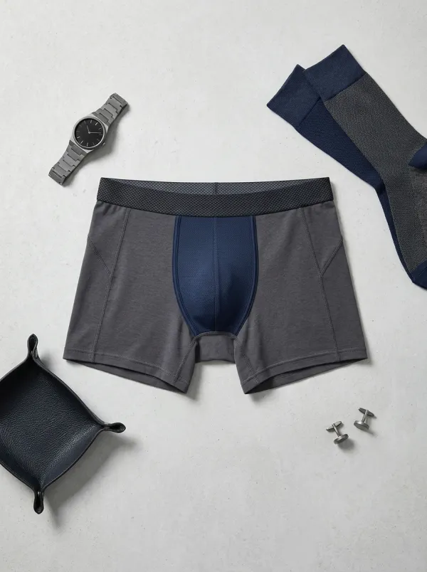 Men's Athletic Performance Blue Pouch Gray Boxer Briefs