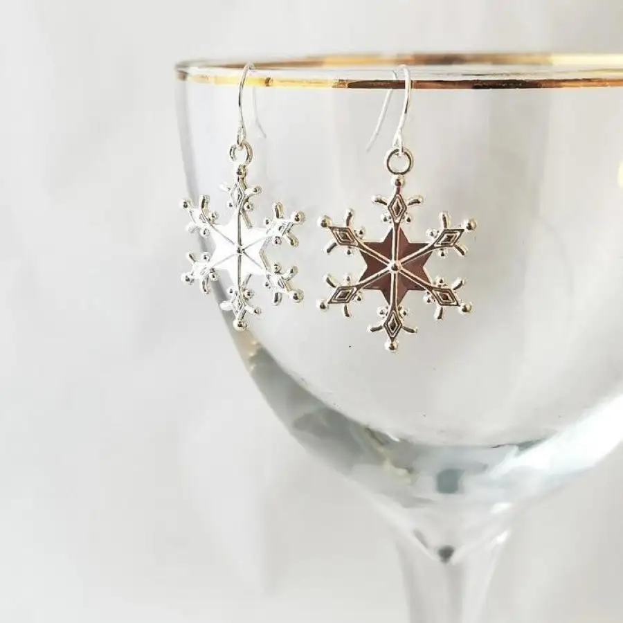 Silver Plated Snowflakes Earrings