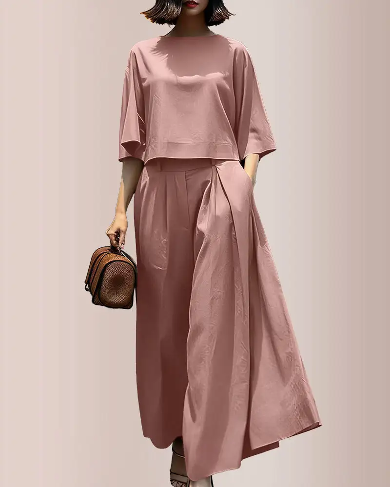 Effortless Drape Two-Piece Wide Leg Lounge Set
