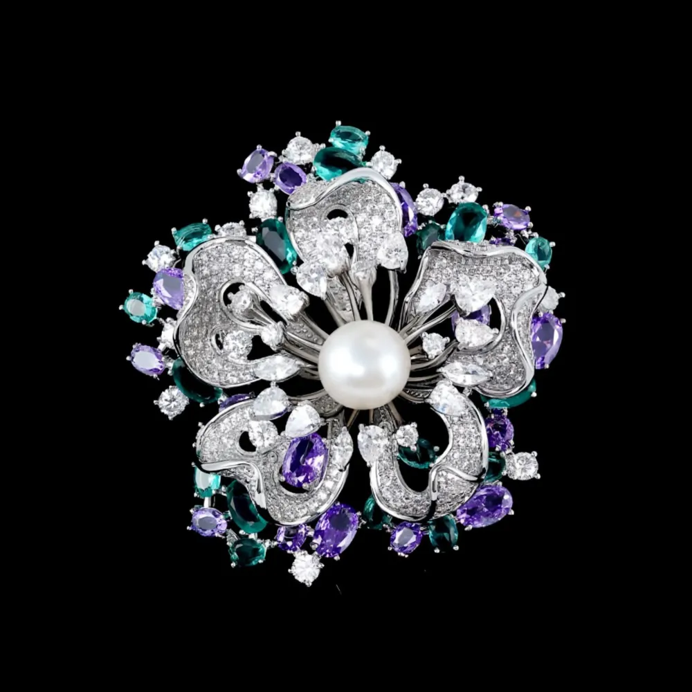Pearl Bloom Gem Brooch