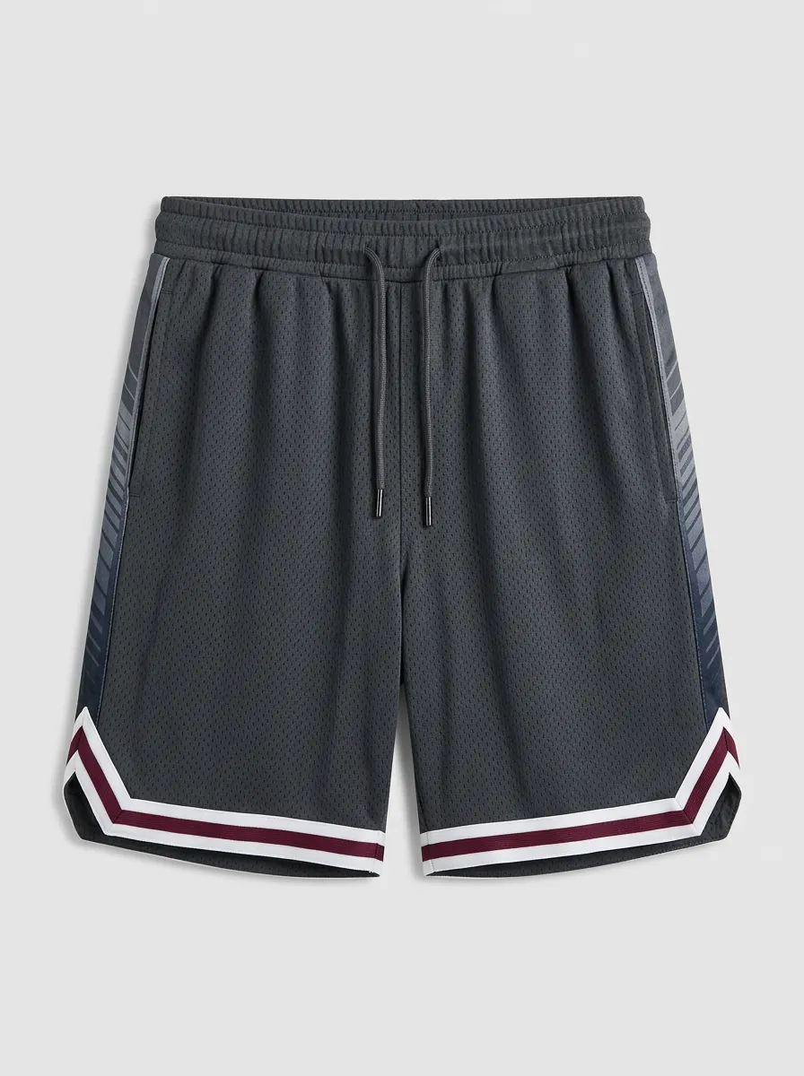 Versatile Striped Detail Mesh Detail Set Men's Basketball Shorts