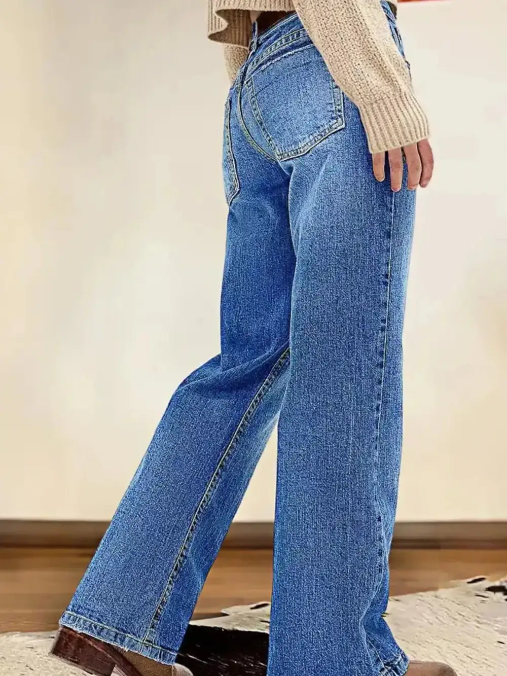 Vintage Wash Straight Leg Jeans