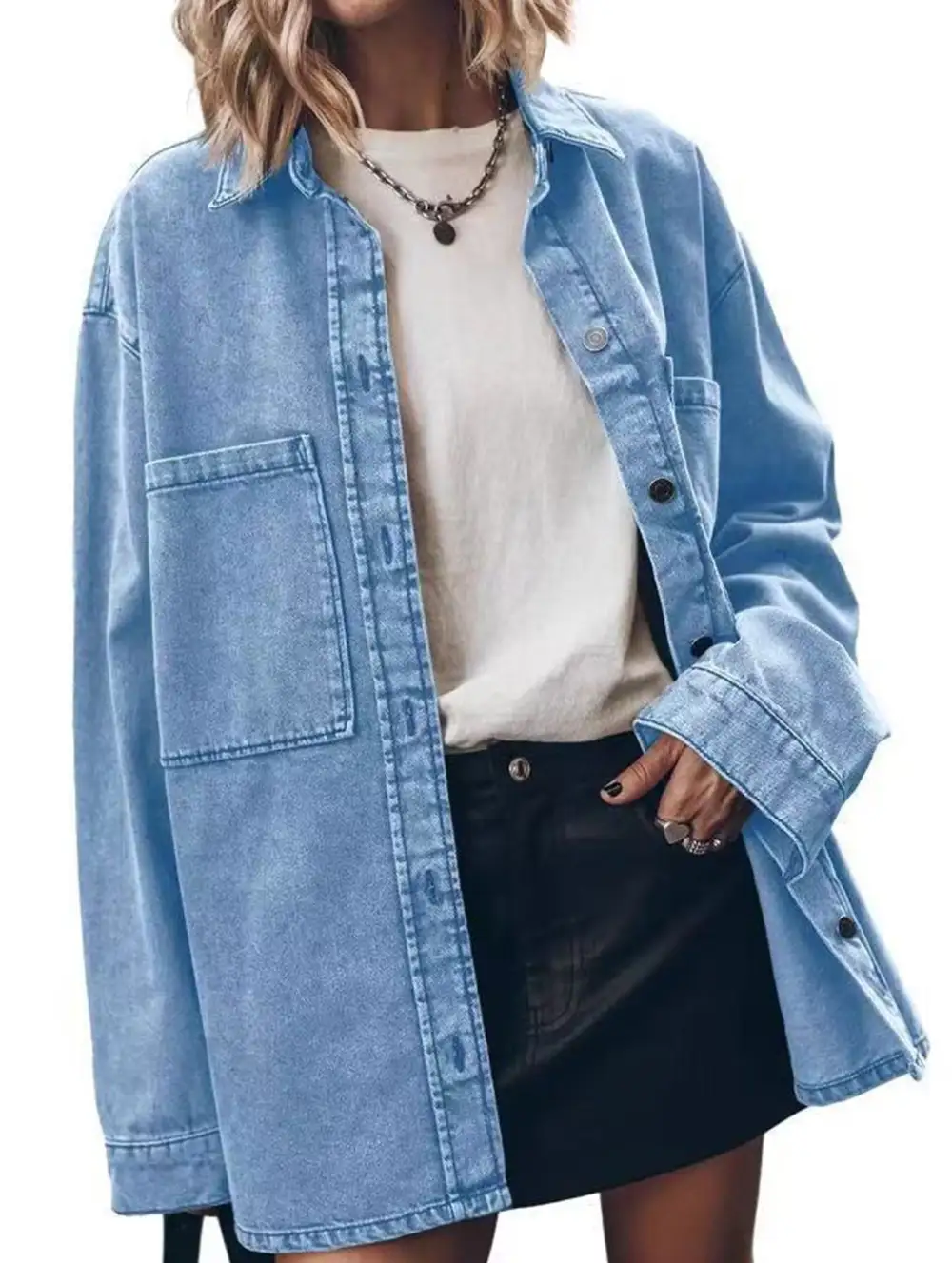 Retro Oversized Denim Shirt Coat