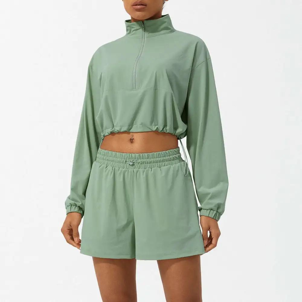 Zip-Front Quick-Dry Top and Shorts Active Set