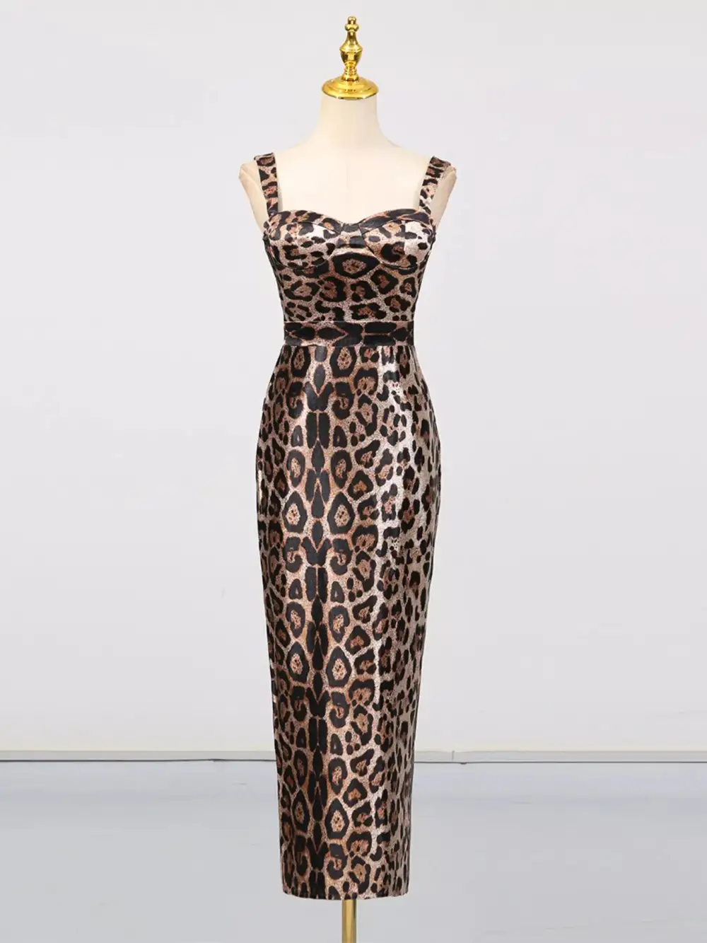 Animal Print Slit Midi Dress