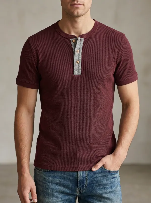 Classic Tailored Men's Short-Sleeve Henley Shirt