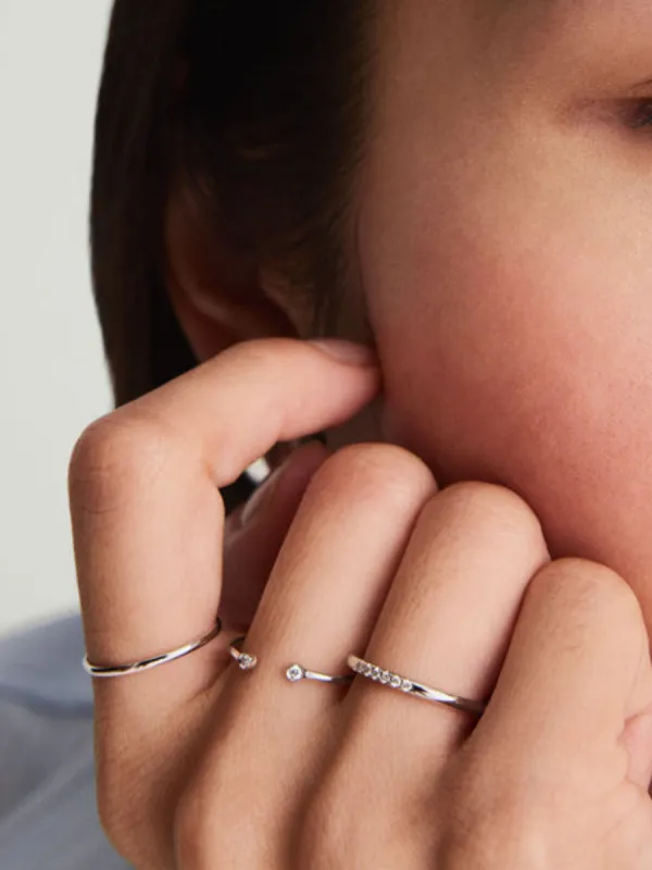 Sparkling Silver Open Ring