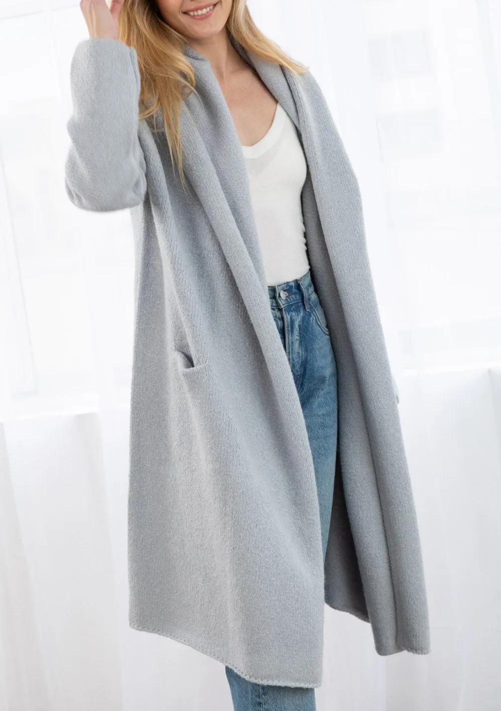 Open Front Hooded Coat