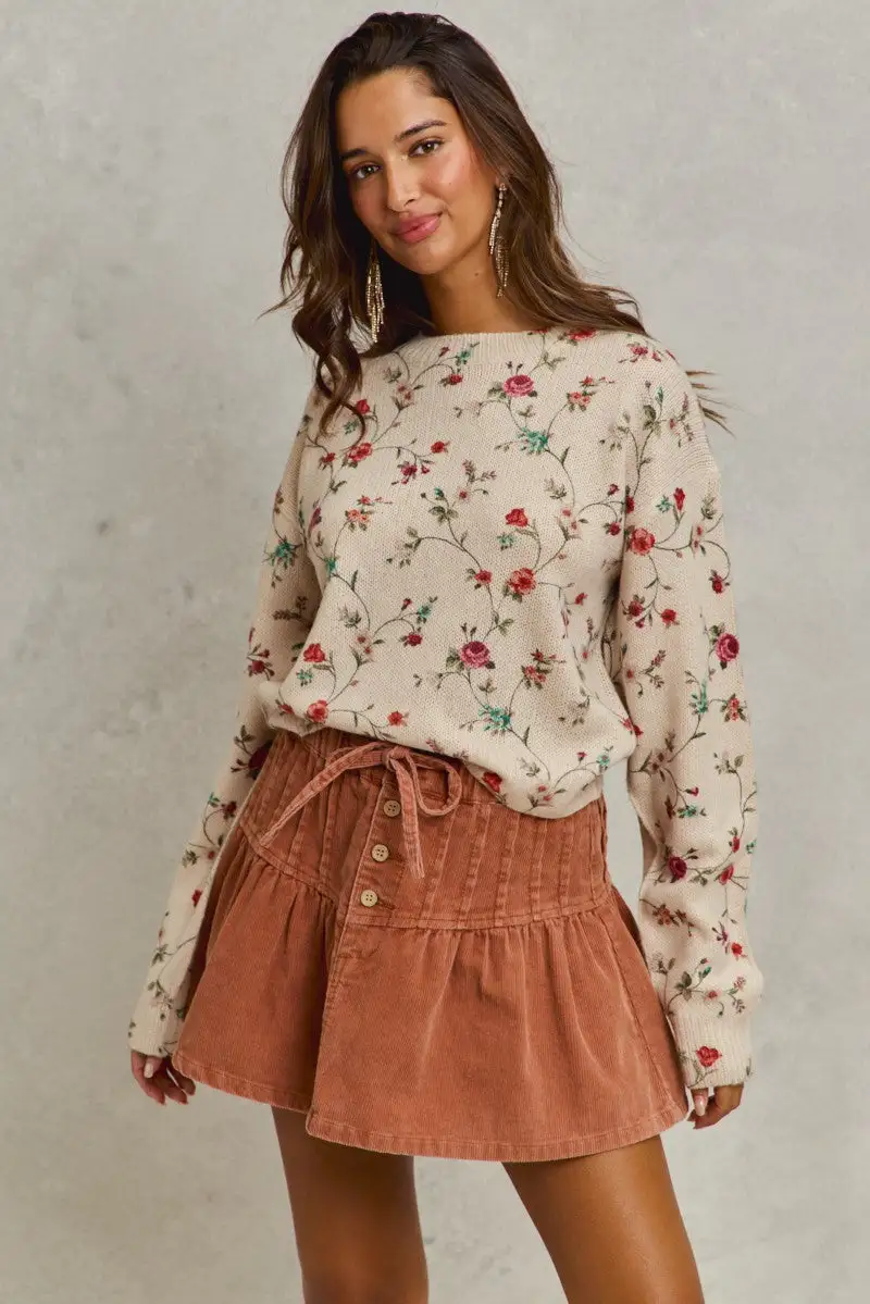 Button Front Flared Skirt
