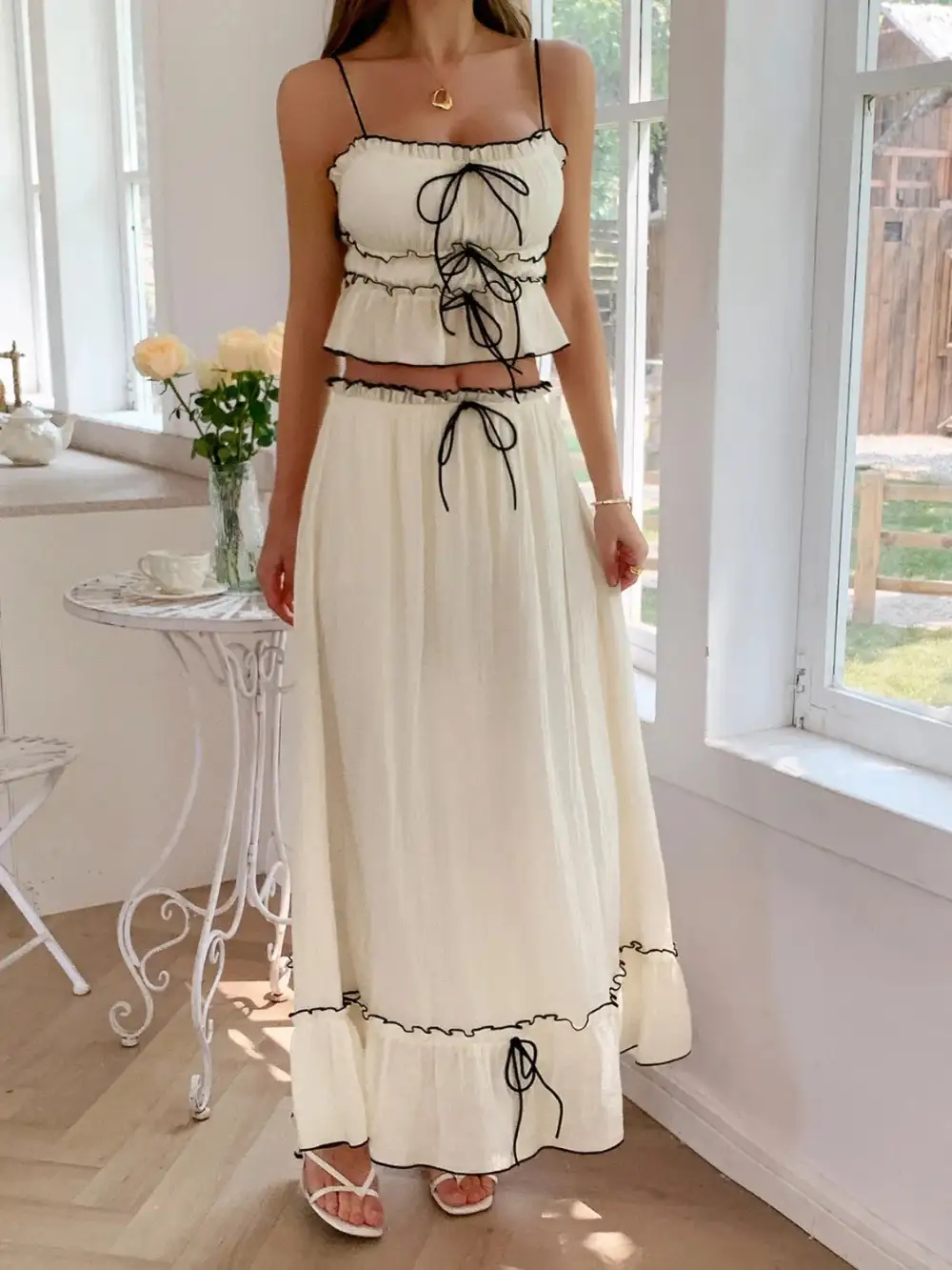 Square Neck Ruched Coordinated Set
