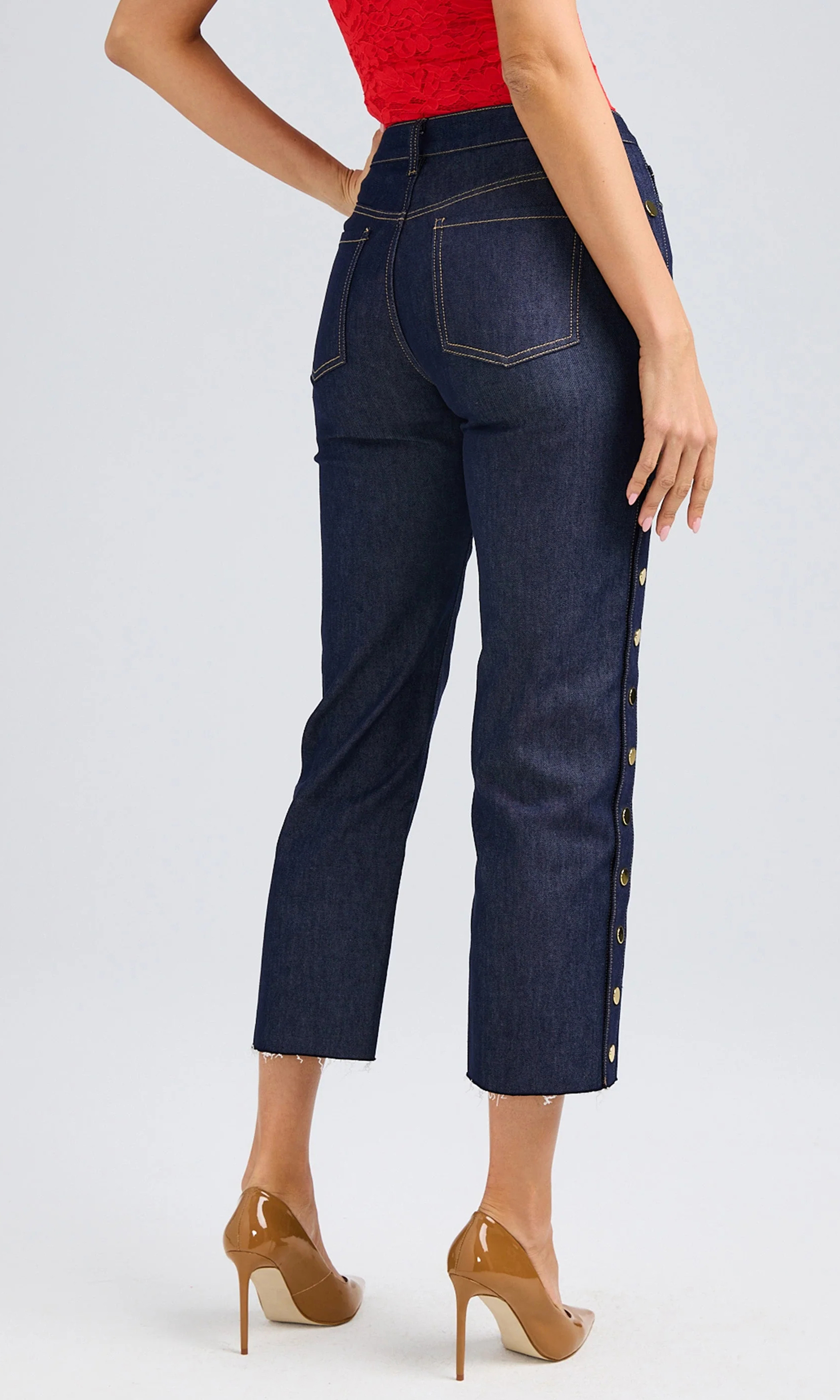 Dark Blue Denim Snap Pants