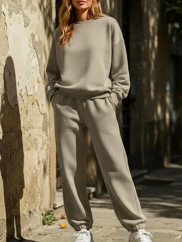 Long-Sleeved Round-Neck Sweatshirt Suit