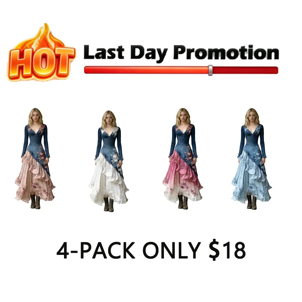 Women's Spring Elegant Flowers Irregular Ruffle Linen Dress