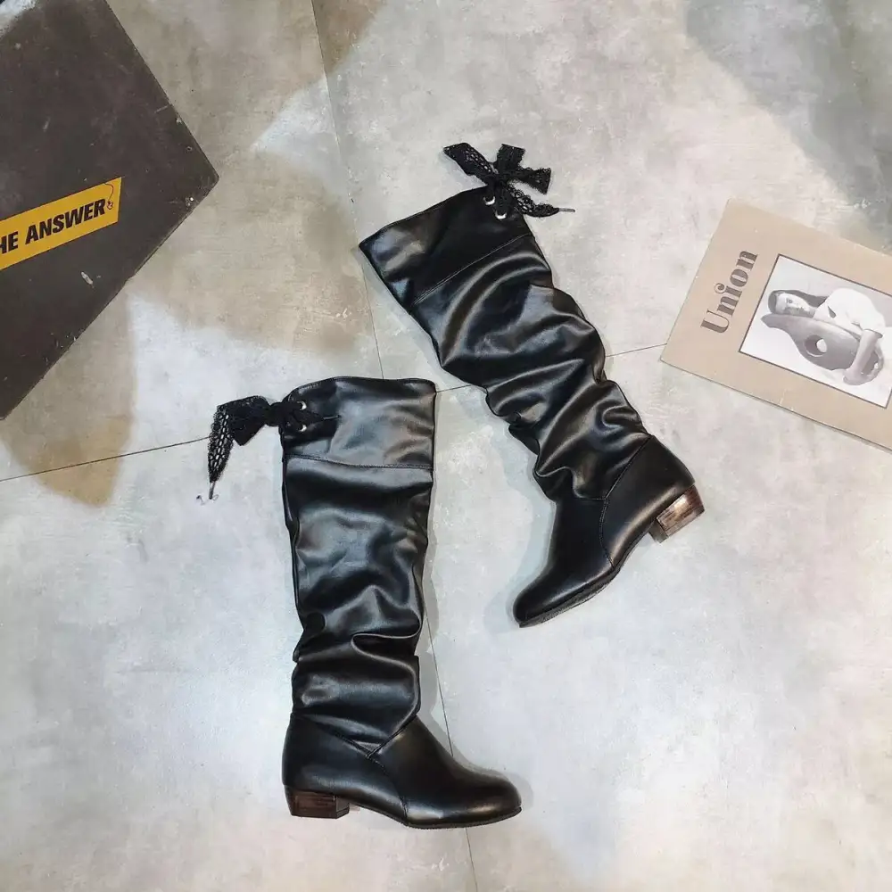 Refined Round Toe Low Heel Boots