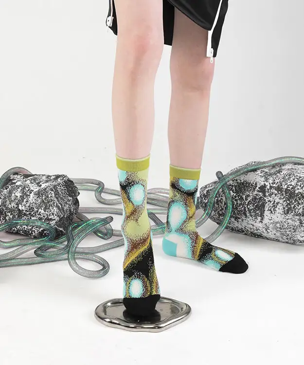 Street Trendy Print Cotton Crew Socks