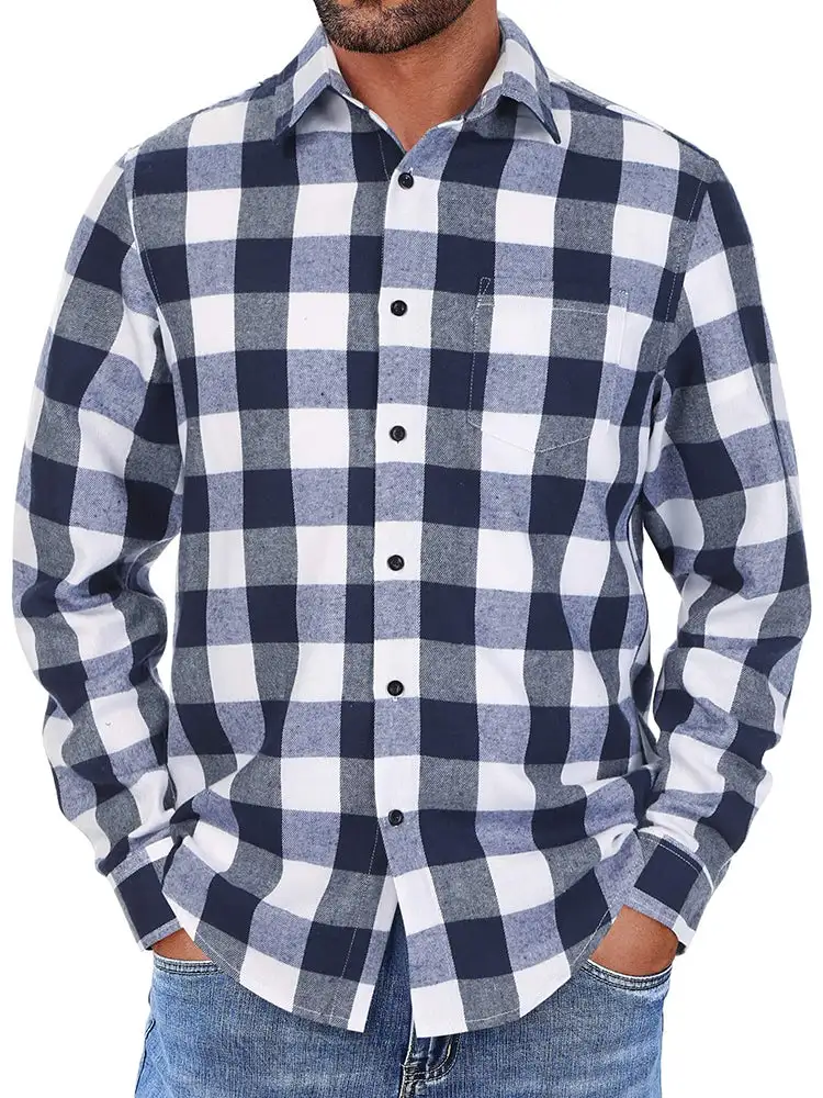 Casual Button Down Plaid Flannel Shirt