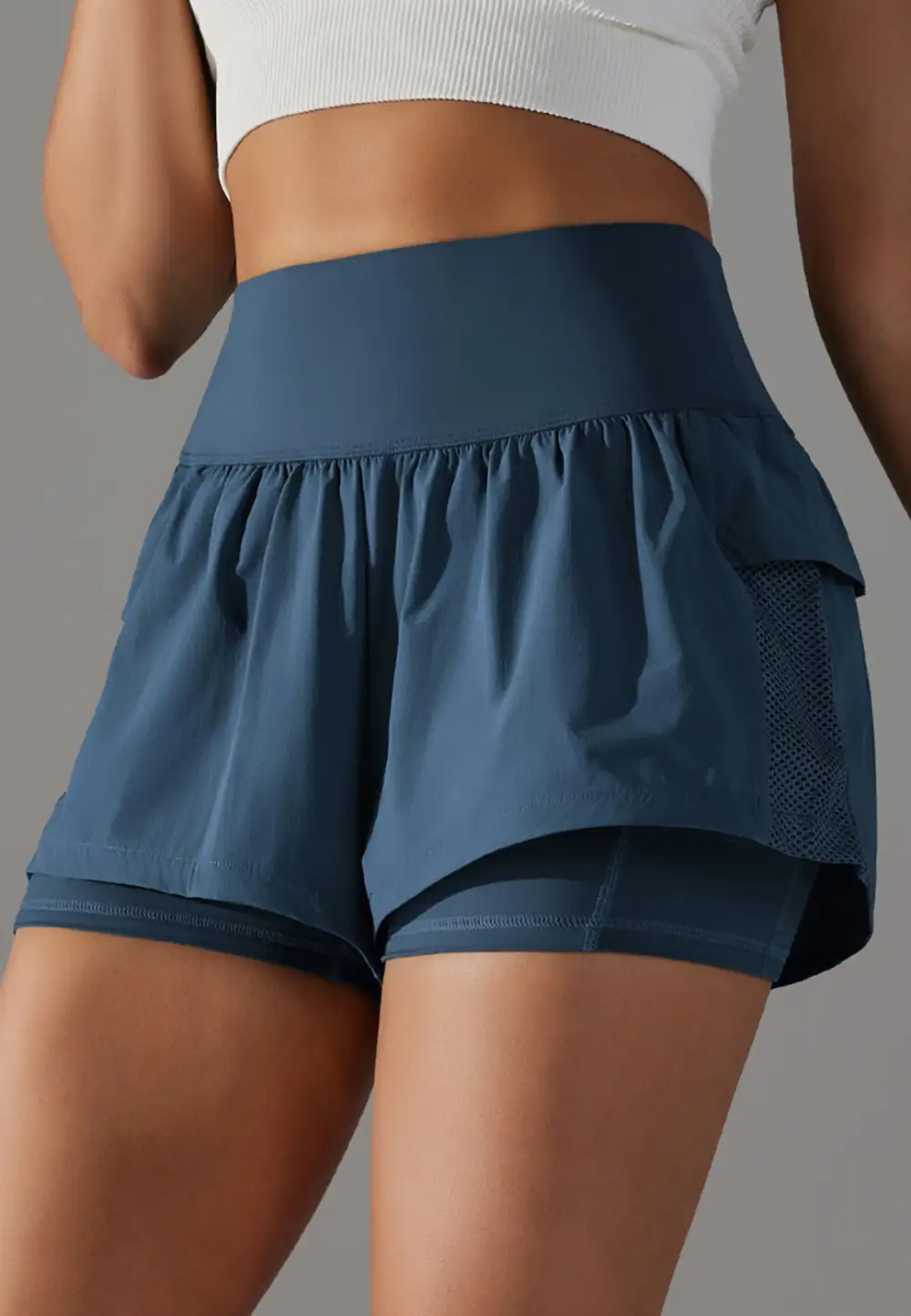 High-Waist Layered Ruffle-Detail Casual Shorts