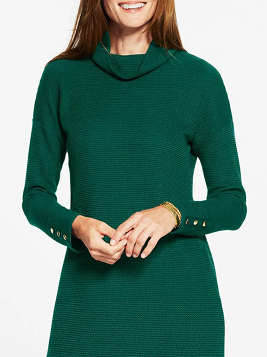 Women'S Chic Turtleneck Knit Slim-Fit Midi Dress