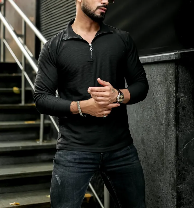 Black Casual Button Up Shirt