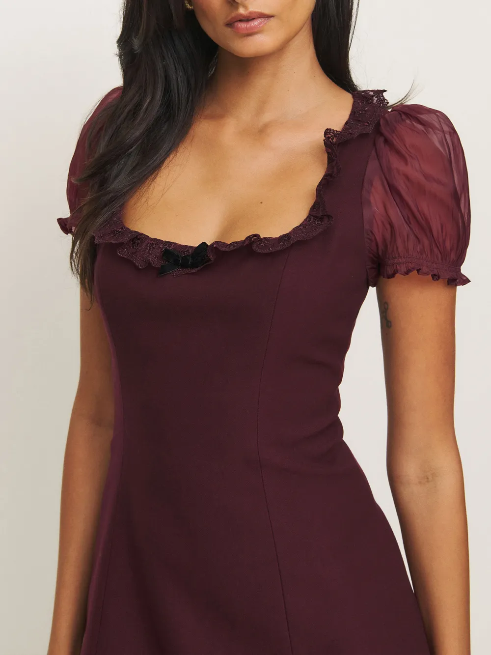 Puff Sleeve Square Neck Bodycon Mini Dress