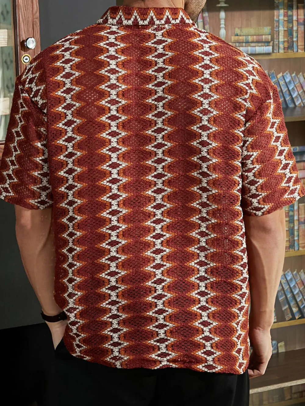 Geometric Casual Style Polo T-Shirt