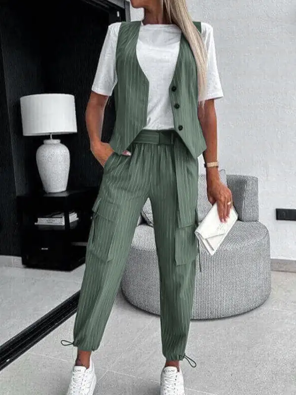 Relaxed Buttoned Vest And Pants Set
