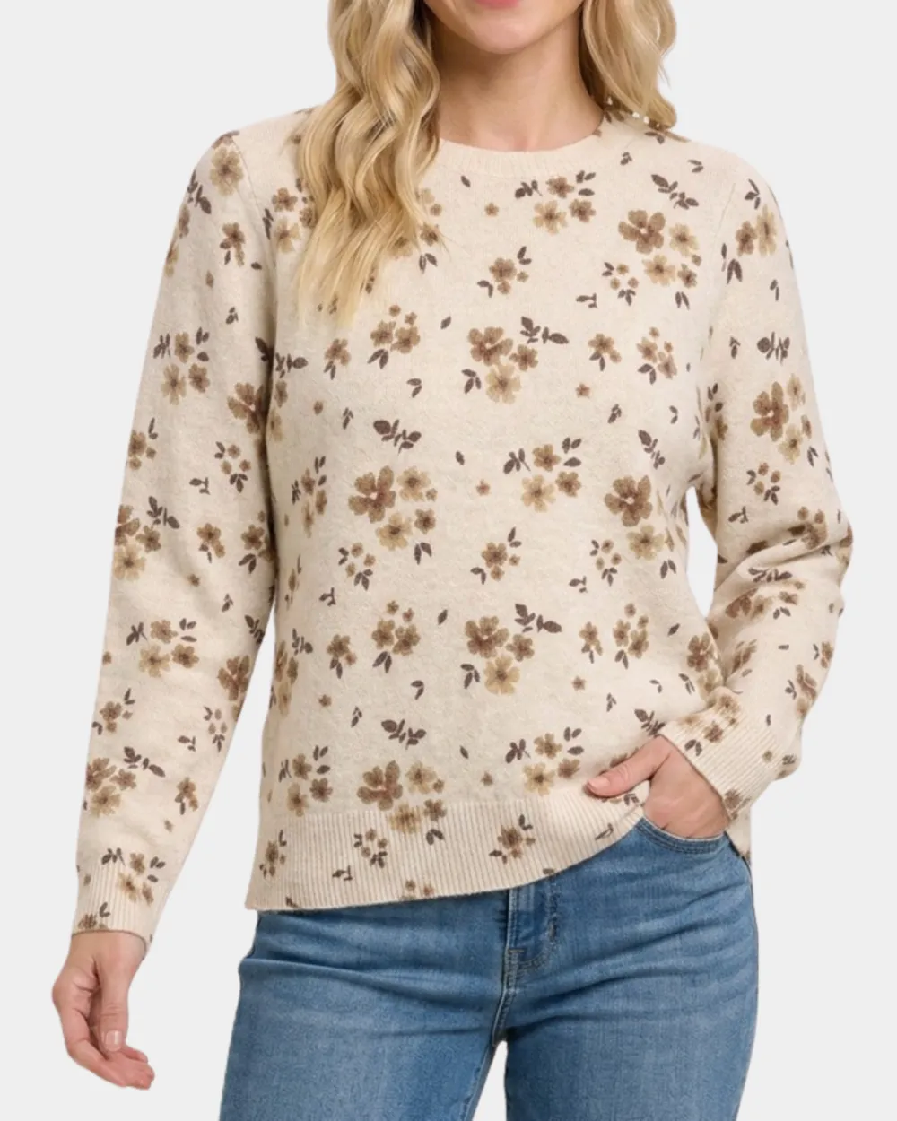 Flower Print Sweater Top