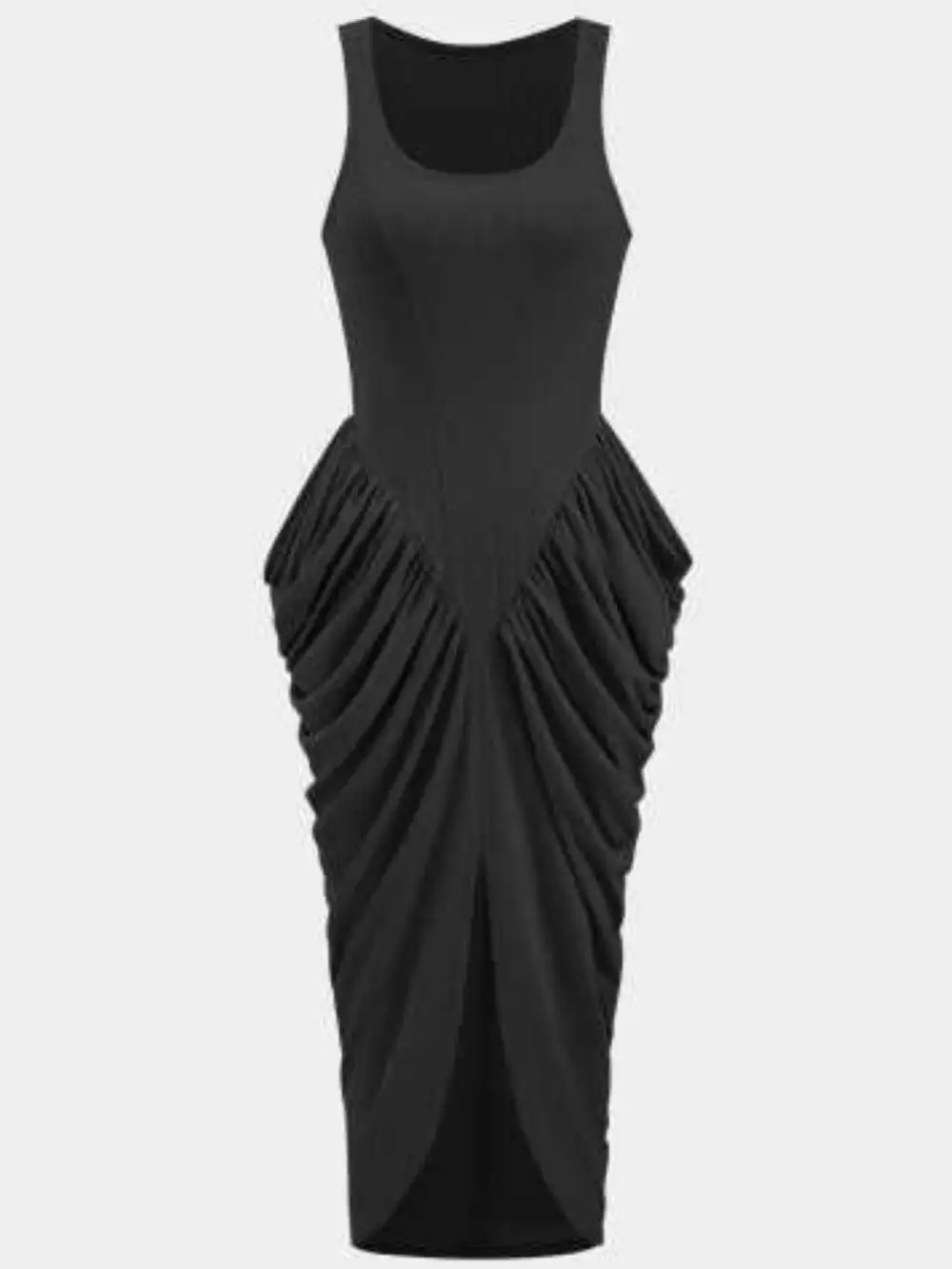 Ruched Slit Midi Dress