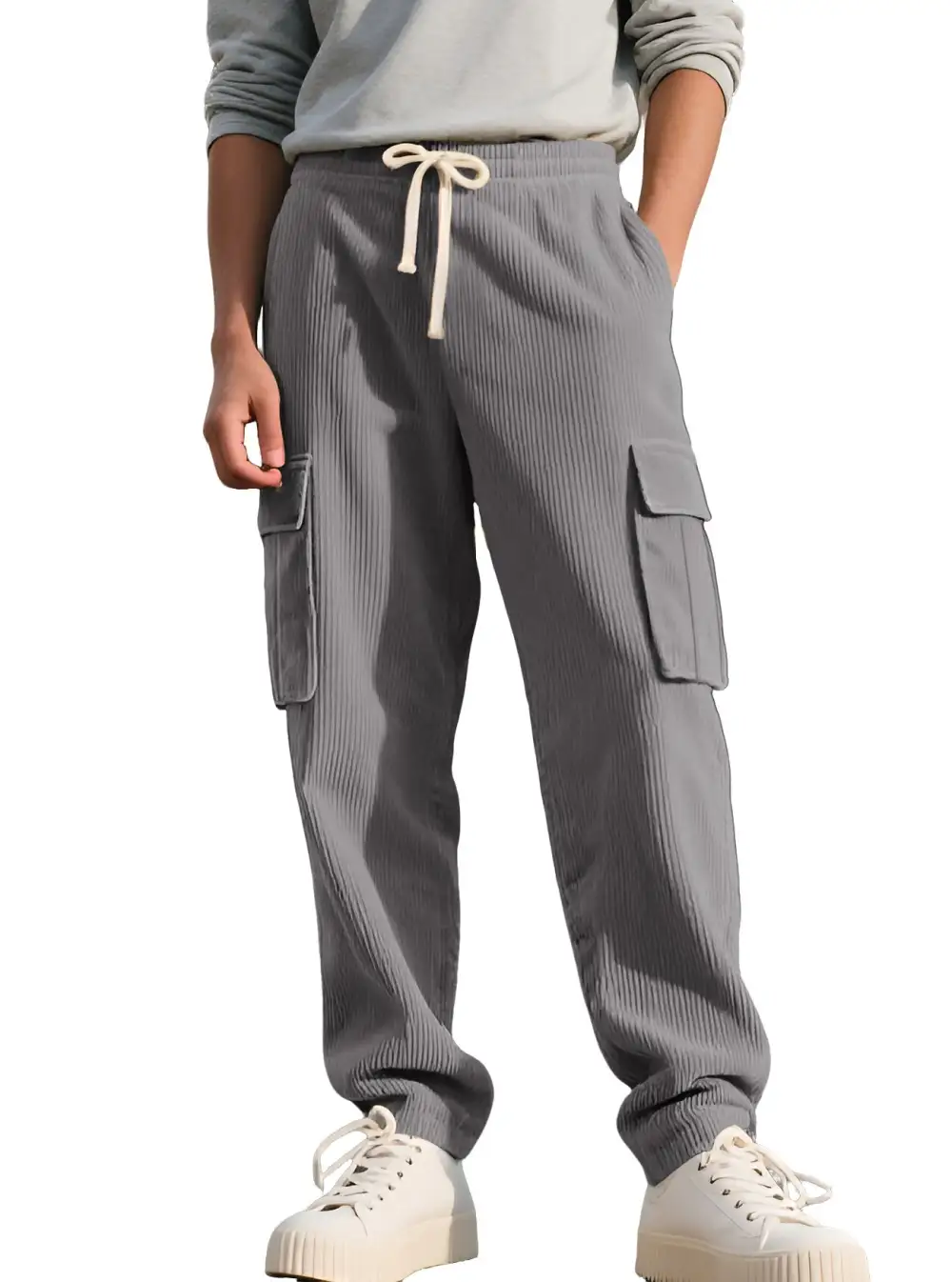 Men's Casual Utility Cargo Waistband Pockets Cargo Pants
