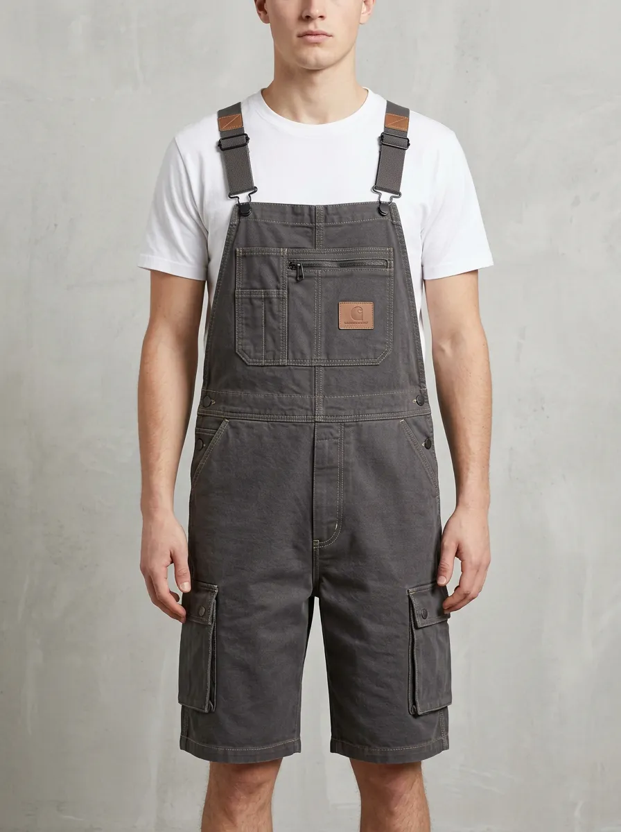 Men's Utility Workwear Casual Workwear Cargo Bib Overalls Shorts