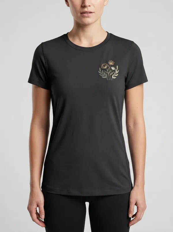 Women's Minimal Floral Graphic Paneled T-Shirt