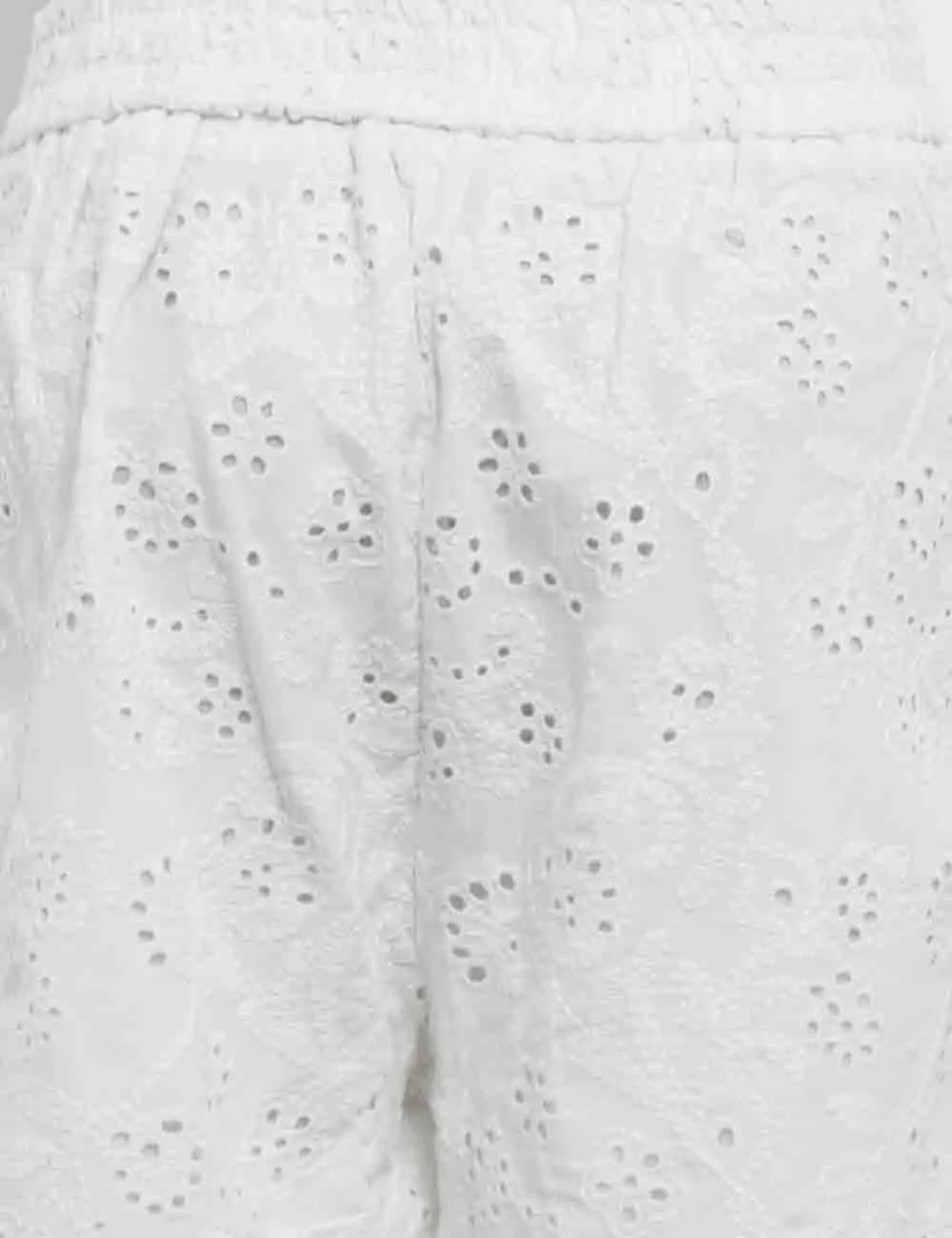 Everyday Eyelet Solid Color Elastic Waist Wide Leg Pants