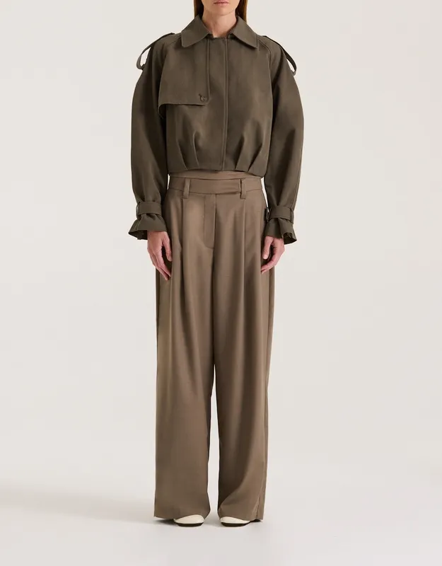Taupe Relaxed Low-Rise Trouser