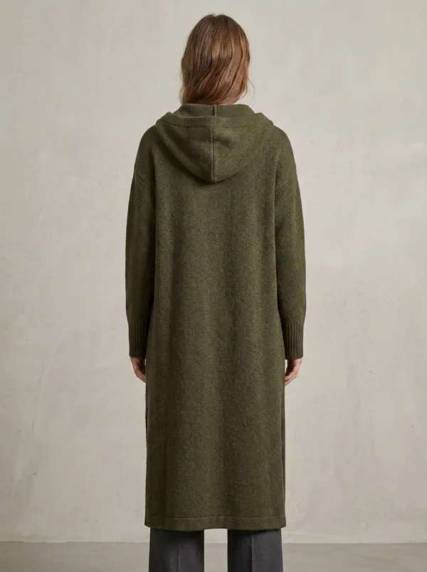Layering Knit Long Hooded Coat
