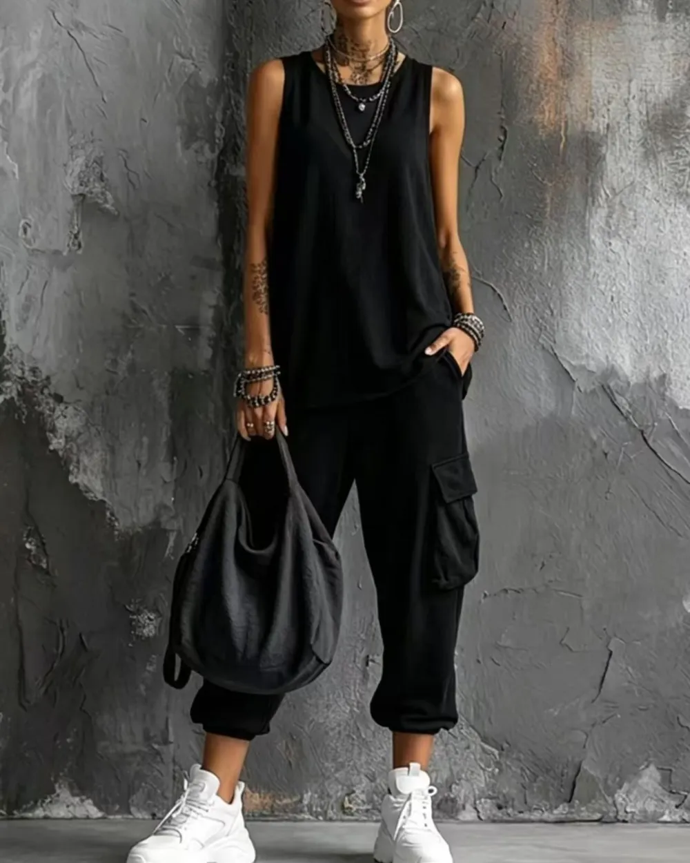 Sleeveless Tank and Cropped Ankle Pants Set