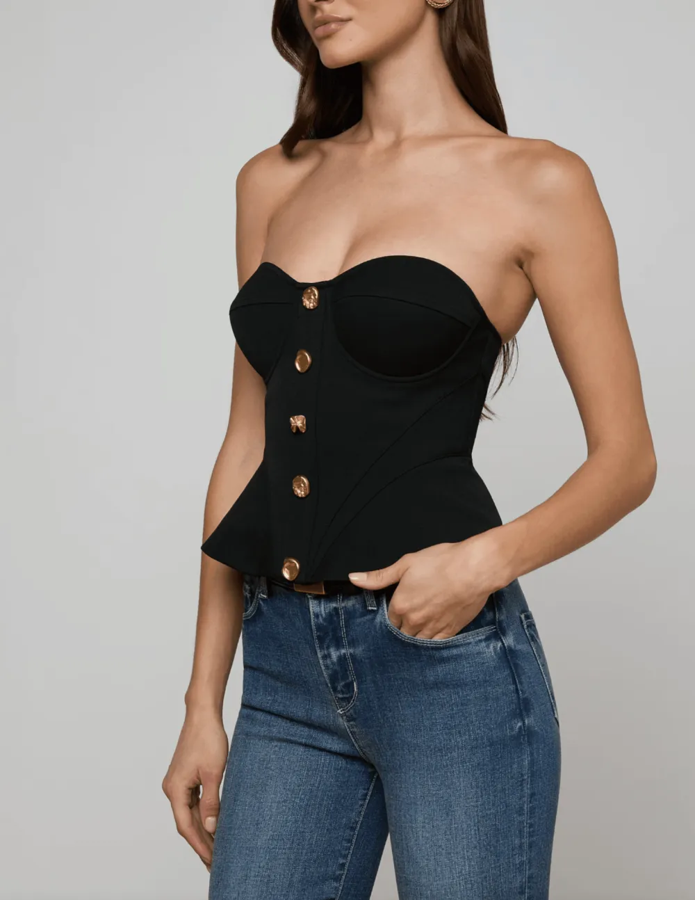 Classic Structured Peplum Sweetheart-Neck Underwire Corset-Inspired Tank Top