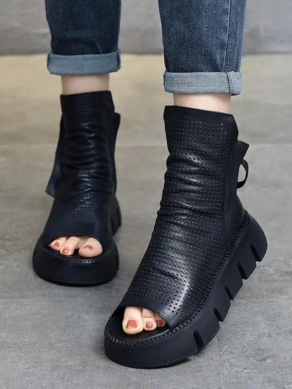 Urban Zip Cutout Platform Heeled Sandals