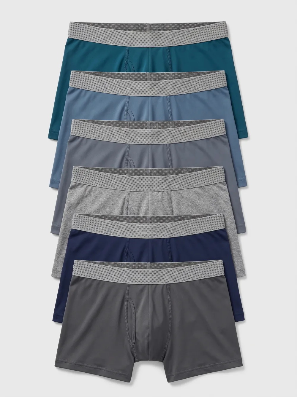 Men's Multi-Color Solid Pattern Breathable Boxer Briefs 6-Pack