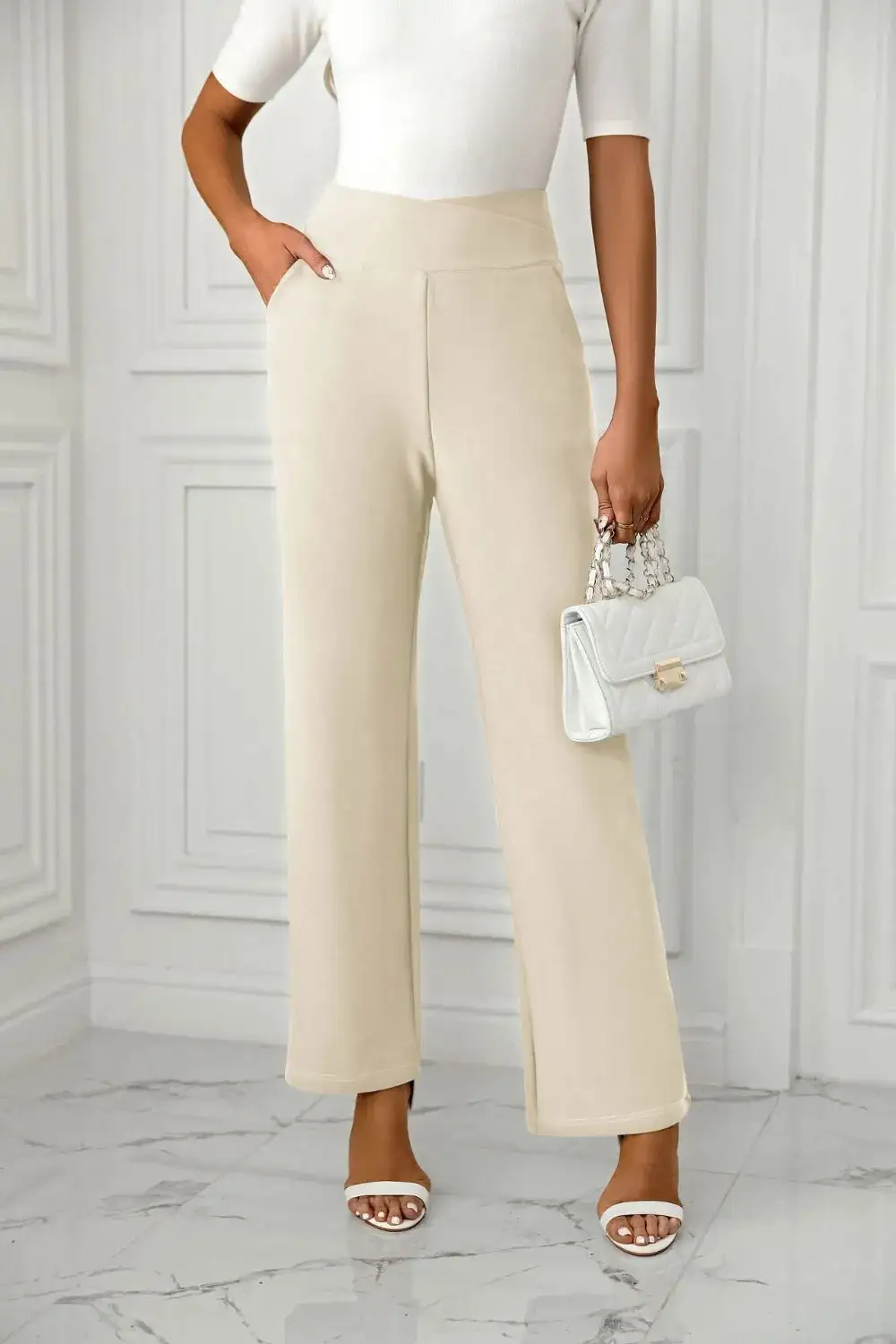 Flowy High Waist Straight Leg Pants
