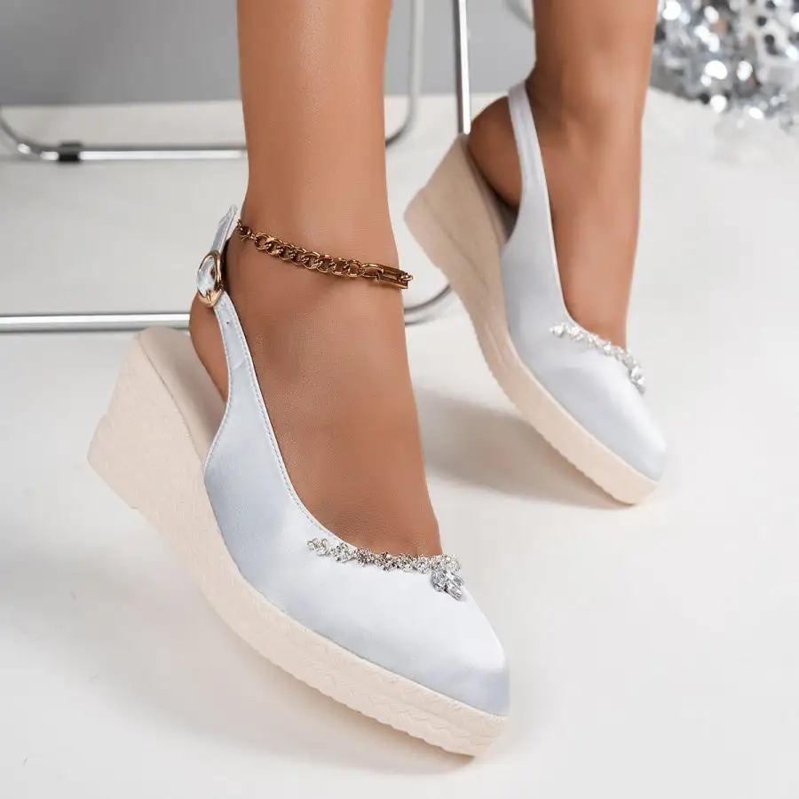 Rhinestone Point Toe Wedge Slingback Sandals
