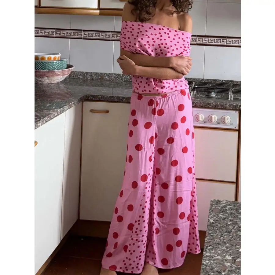 Polka Dot Top and Maxi Skirt Set